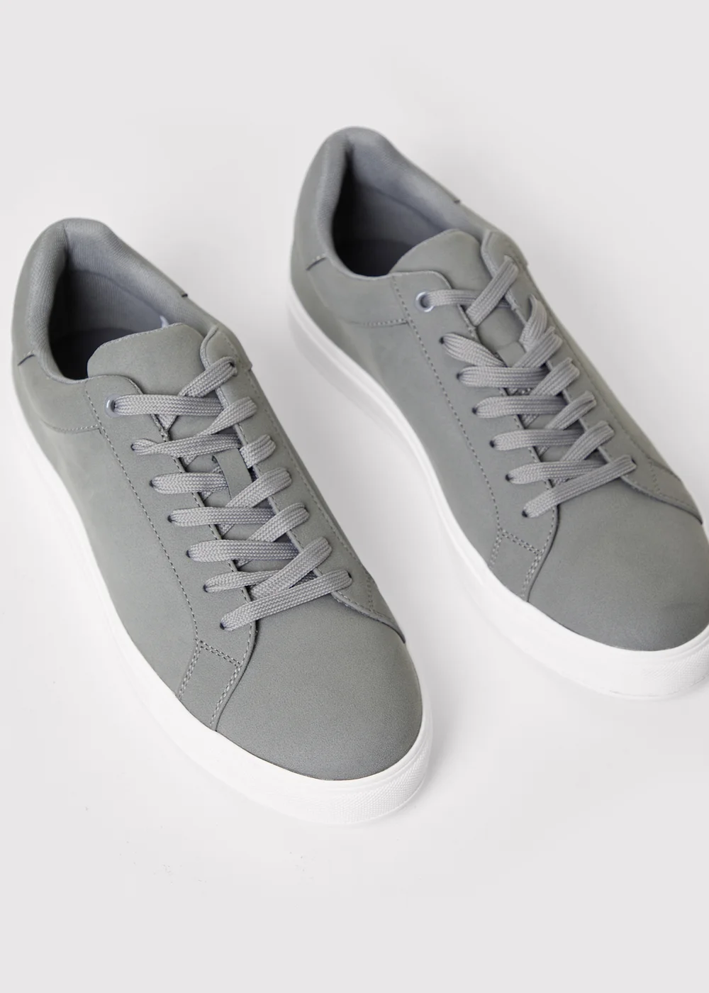 Threadbare Grey Faux Suede Court Trainers - 7 Image 2