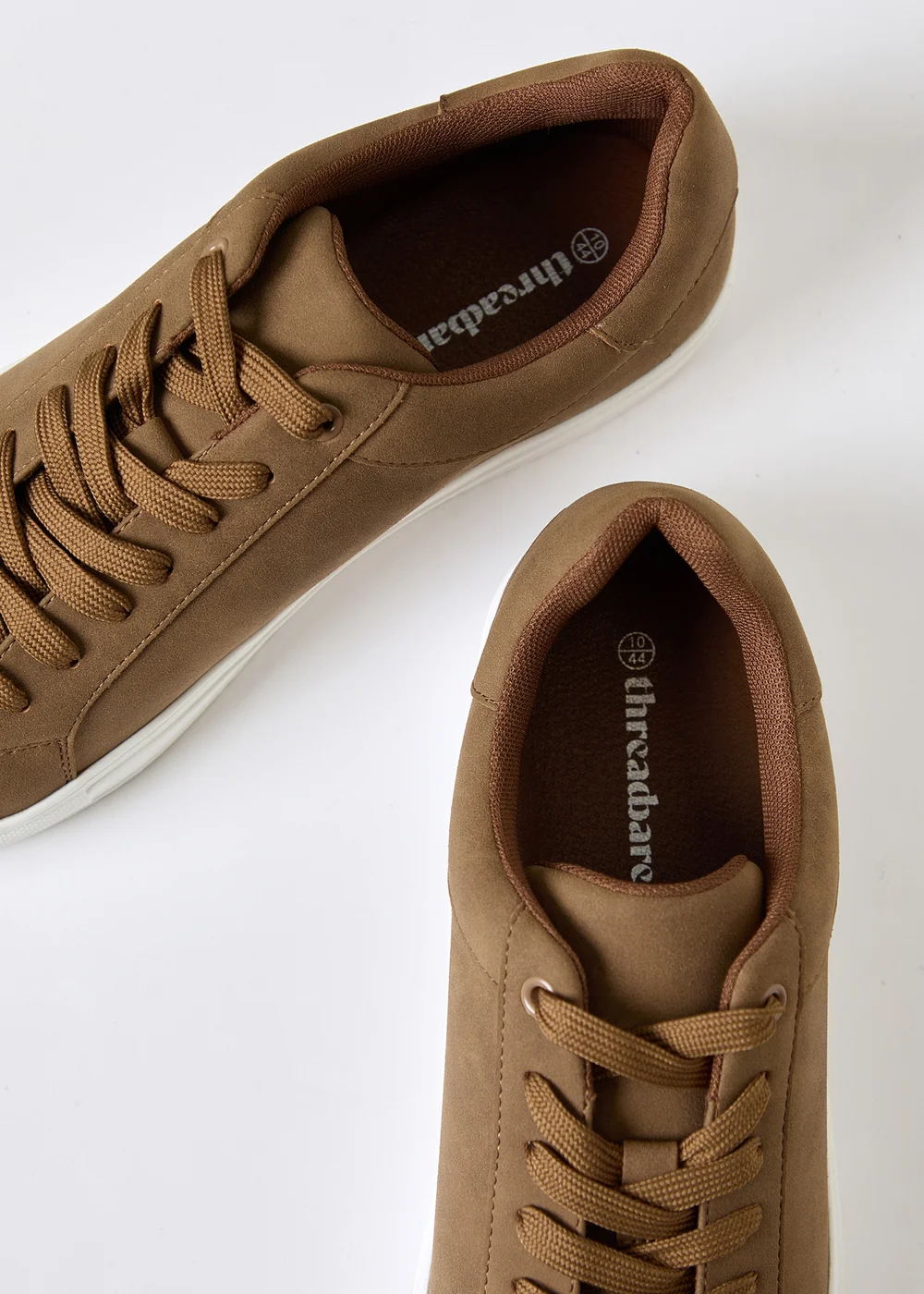 Threadbare Tan Faux Suede Court Trainers - 9 Image 4