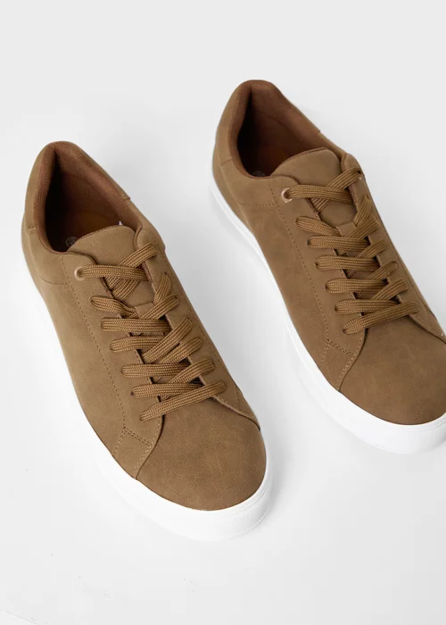 Threadbare Tan Faux Suede Court Trainers - 9 Image 2