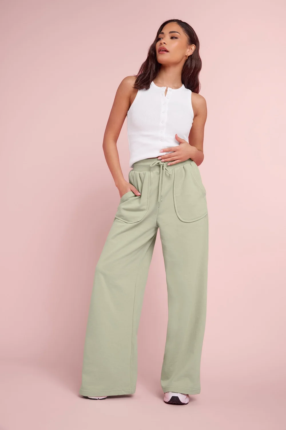 PixieGirl Petite Mint Green Pocket Patch Wide Leg Joggers - 10/L27 Image 1