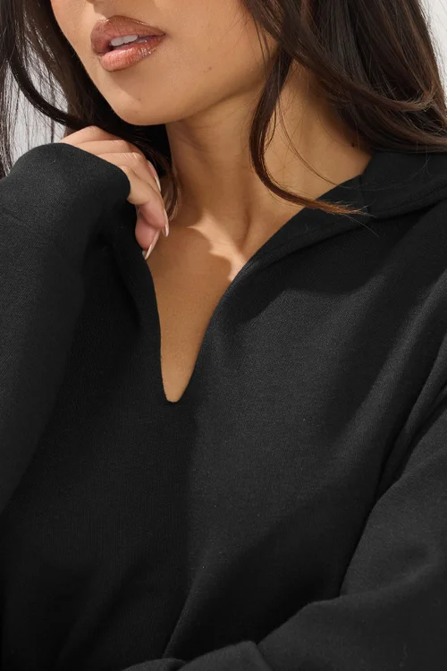 PixieGirl Petite Black Collar Oversized Sweatshirt - 16 Image 4