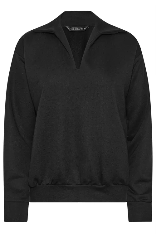 PixieGirl Petite Black Collar Oversized Sweatshirt - 16 Image 5