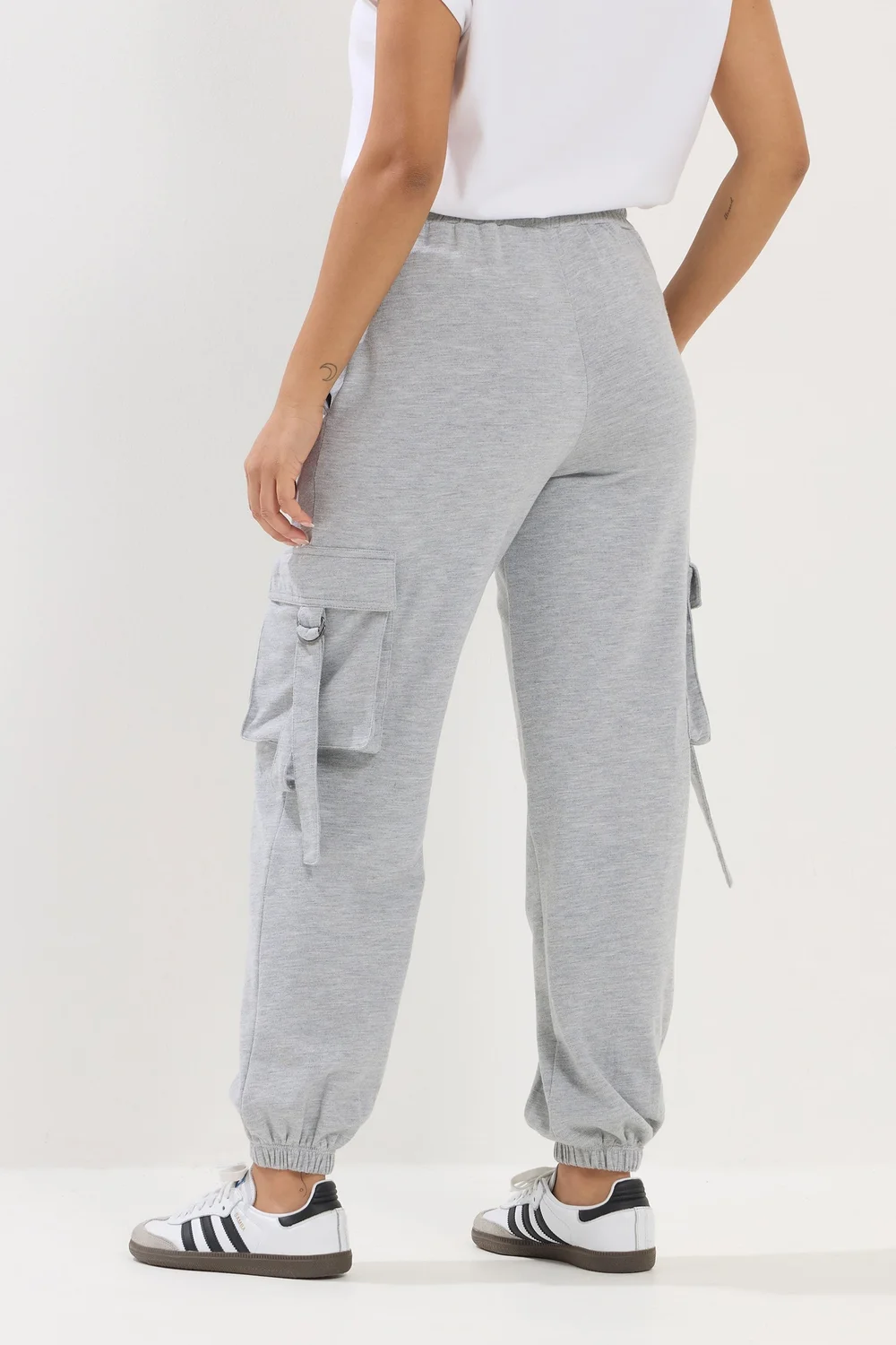 PixieGirl Petite Grey Marl Cargo Joggers - 10/L27 Image 3