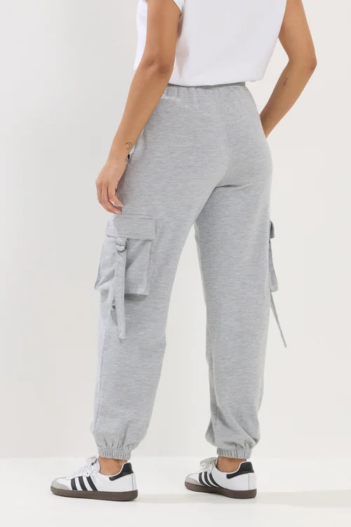 PixieGirl Petite Grey Marl Cargo Joggers - 10/L27 Image 3