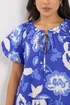 PixieGirl Petite Blue Floral Tie Neck Midi Dress - 16 Image 4