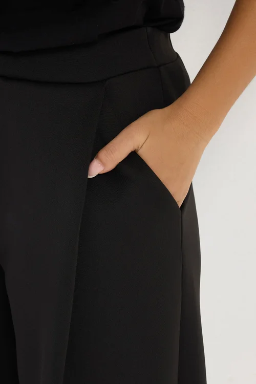 PixieGirl Petite Black Jersey Pleated Barrel Trousers - 16/L27 Image 4