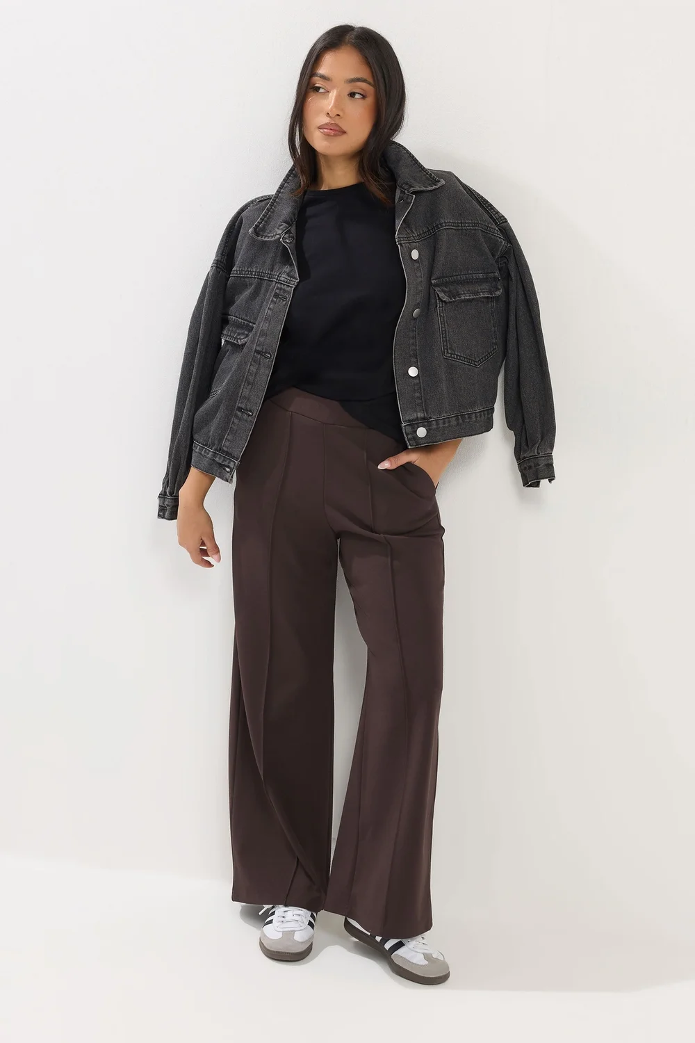 PixieGirl Petite Chocolate Brown Pintuck Trousers - 8/L27 Image 1