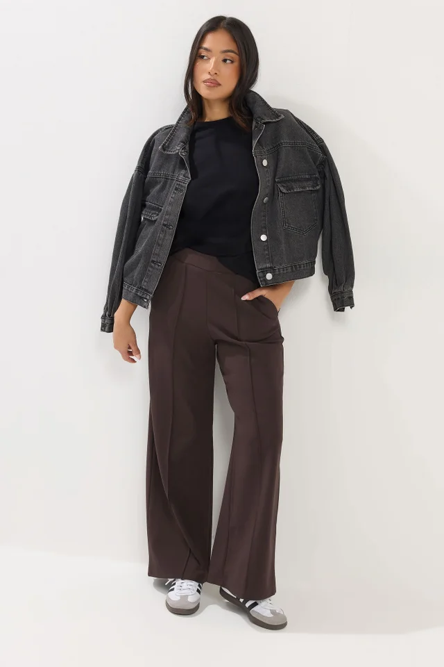 PixieGirl Petite Chocolate Brown Pintuck Trousers
