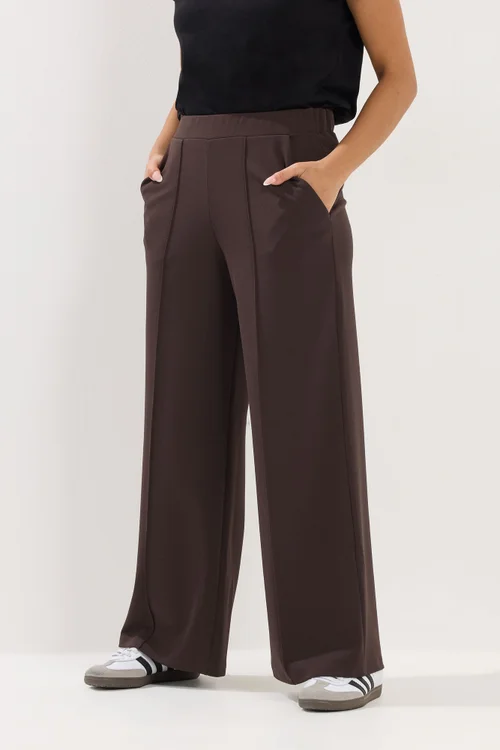 PixieGirl Petite Chocolate Brown Pintuck Trousers - 8/L27 Image 2