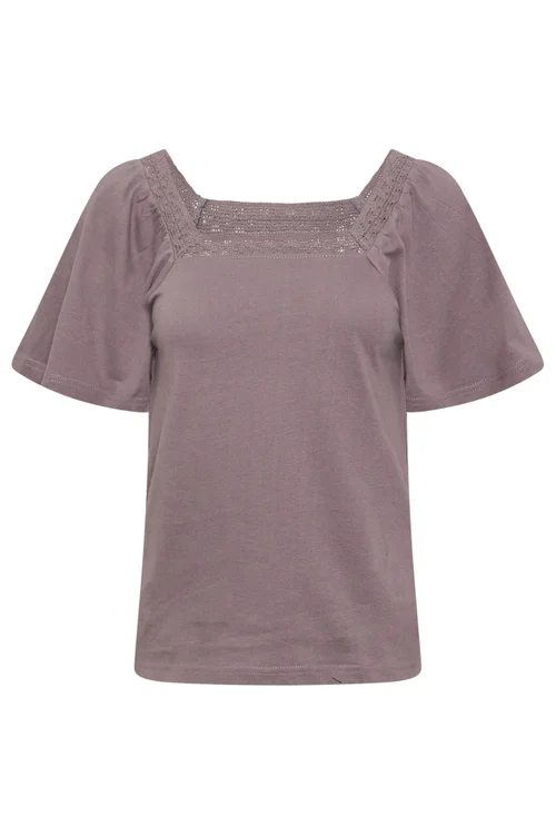 PixieGirl Petite Light Purple Crochet Trim Flutter Sleeve T-Shirt - 16 Image 5