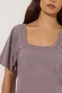 PixieGirl Petite Light Purple Crochet Trim Flutter Sleeve T-Shirt - 16 Image 4