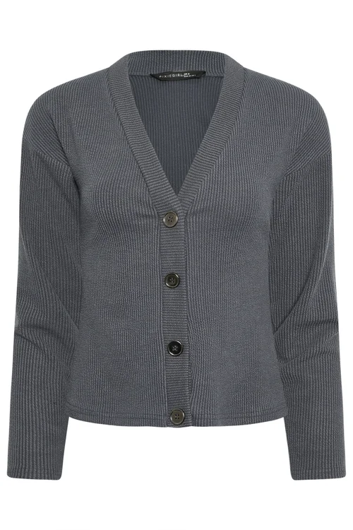 PixieGirl Petite Charcoal Grey Textured Cardigan - 10 Image 5