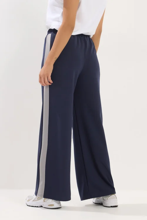 PixieGirl Petite Navy Blue Side Stripe Wide Leg Trousers - 18/l27 Image 3