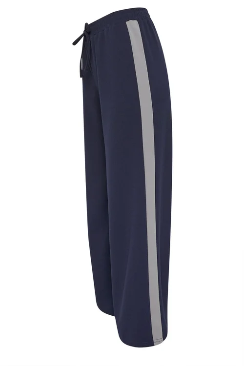 PixieGirl Petite Navy Blue Side Stripe Wide Leg Trousers - 18/l27 Image 5