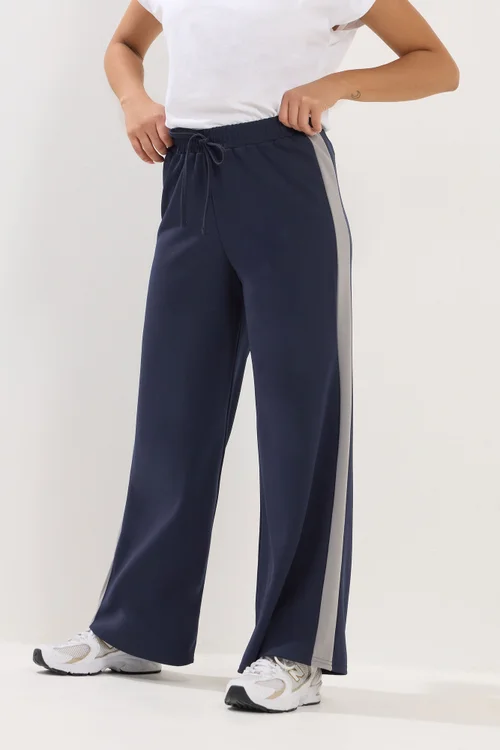 PixieGirl Petite Navy Blue Side Stripe Wide Leg Trousers - 18/l27 Image 2