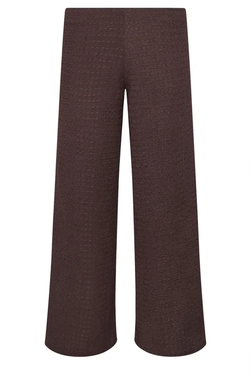 PixieGirl Petite Chocolate Brown Textured Wide Leg Trousers - 10/L27 Image 5