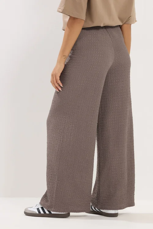 PixieGirl Petite Light Brown Textured Wide Leg Trousers - 10/L27 Image 3