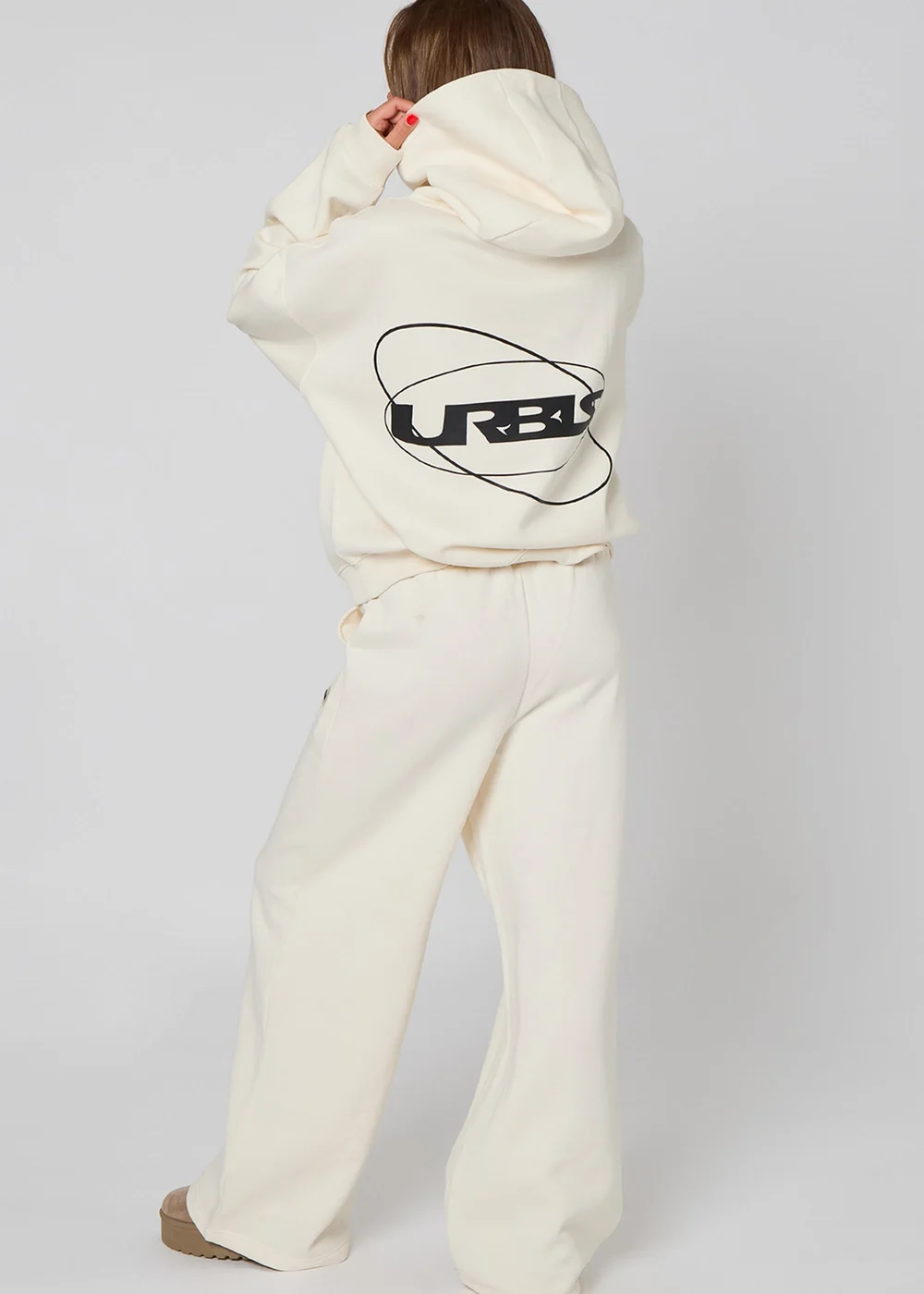 Urban Bliss Rubber Branding Hoodie Cream - 10 Image 4