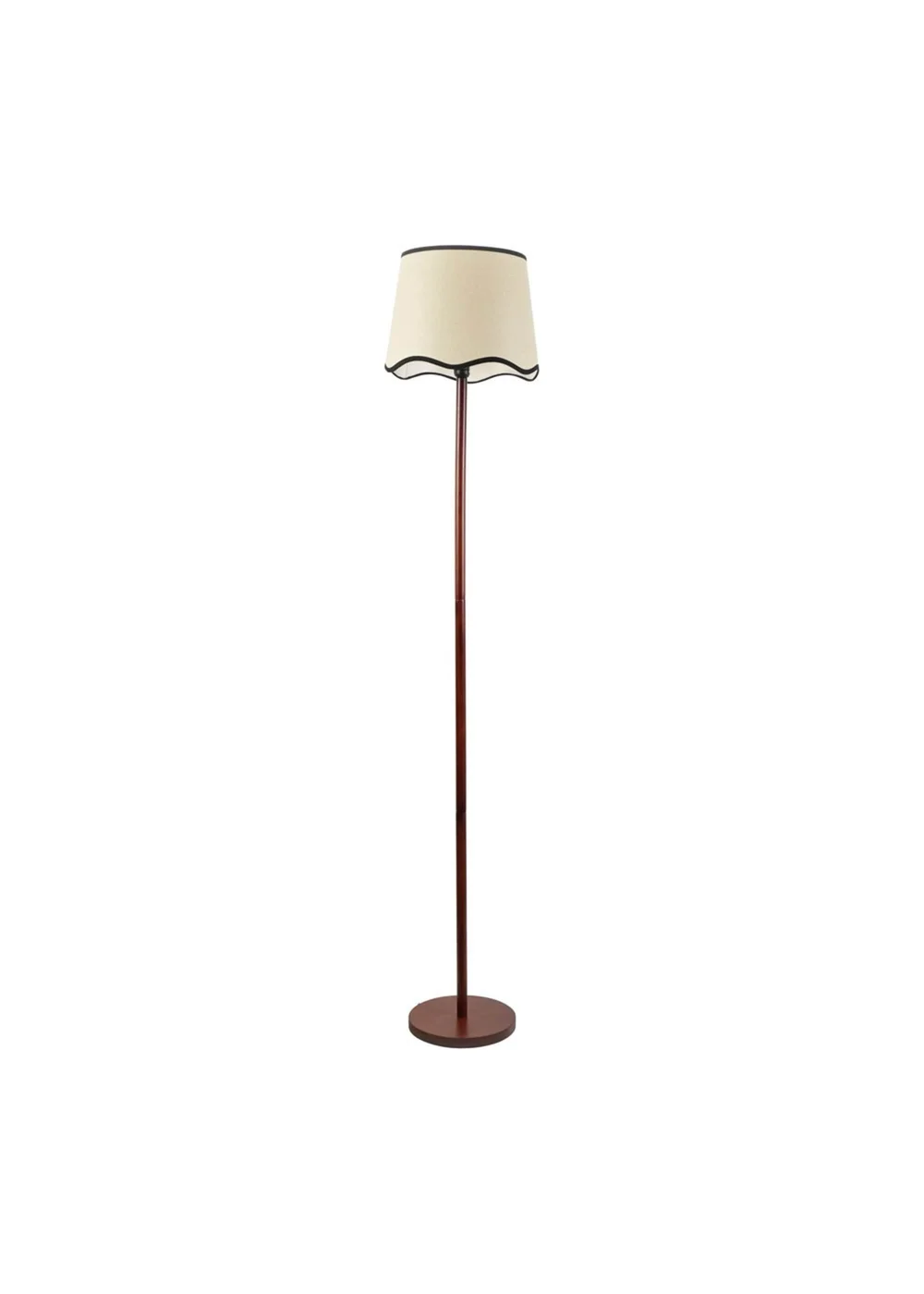 ValueLights Heather Dark Wood Floor Lamp with Scallop Lampshade - One Size Image 2