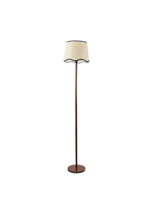 ValueLights Heather Dark Wood Floor Lamp with Scallop Lampshade - One Size Image 2