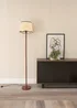ValueLights Heather Dark Wood Floor Lamp with Scallop Lampshade - One Size Image 1