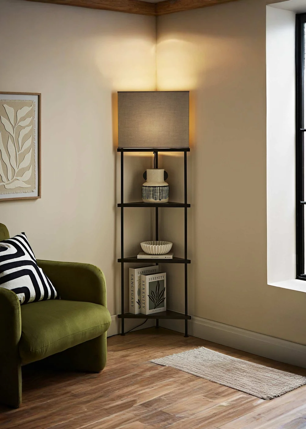 ValueLights Black Taska 3 Tier Shelf Floor Lamp - One Size Image 2