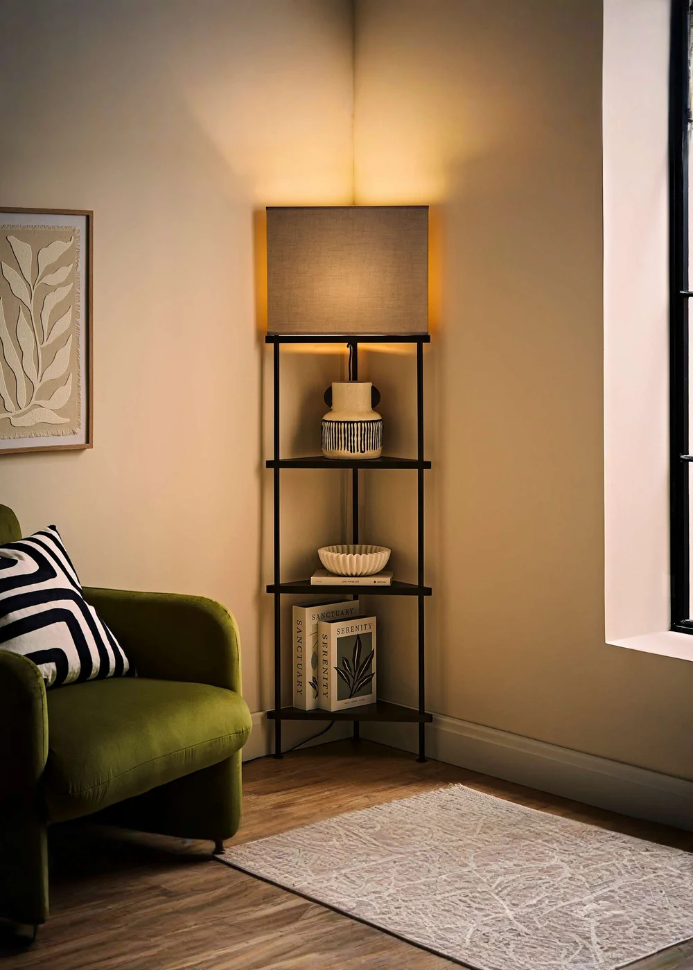 ValueLights Black Taska 3 Tier Shelf Floor Lamp - One Size Image 1