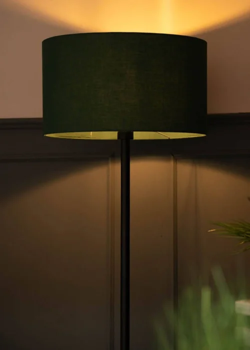 ValueLights Charlie Black Stem Floor Lamp with Drum Lampshade - One Size Image 3