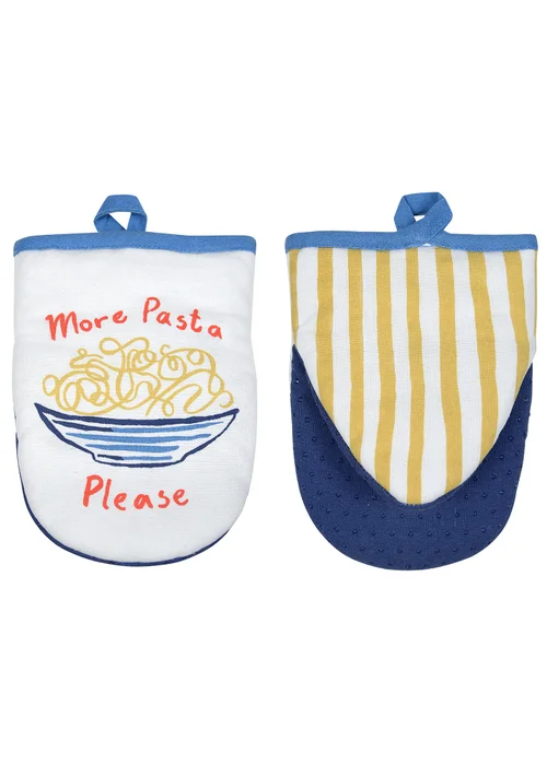Ulster Weavers Pasta Lovers Club Yellow Microwave Mitts - Pair - One Size Image 1