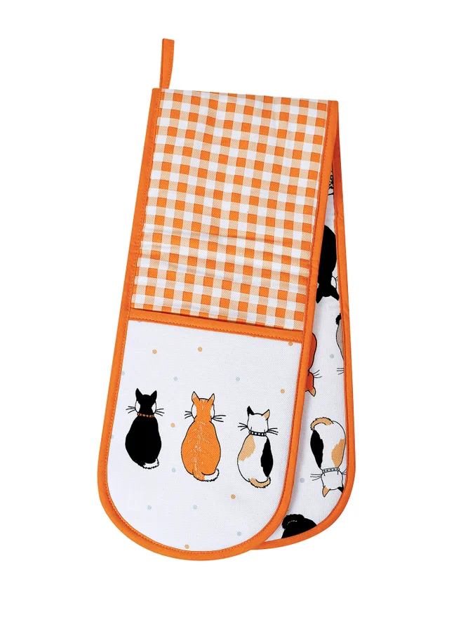 Ulster Weavers Cats In Waiting Orange Double Oven Glove