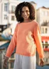 Yumi Orange Knitted Stripe Relaxed Jumper - L Image 3