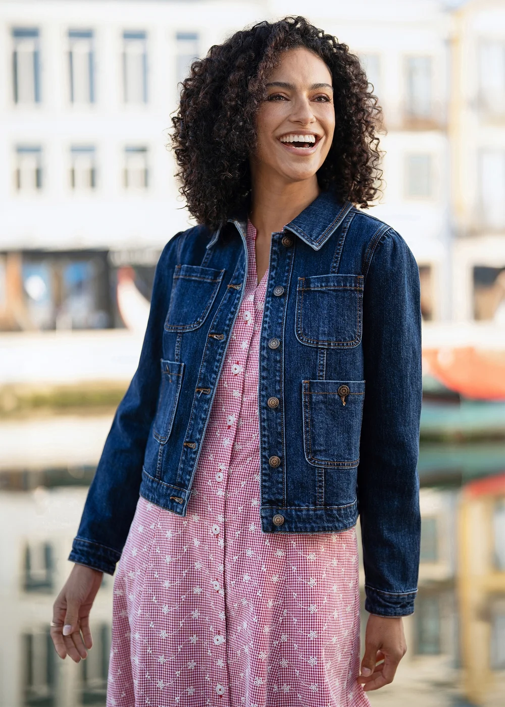 Yumi Blue Stretch Denim Jacket With Pocket Detail - 14 Image 3