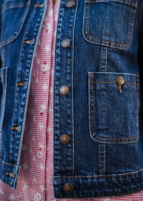 Yumi Blue Stretch Denim Jacket With Pocket Detail - 14 Image 4