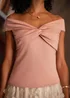 Yumi Blush Jersey Cotton Bardot Top With Knot Detail - 10 Image 3