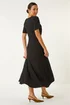 Roman Black Textured Wrap Bodice Midi Dress - 16 Image 3