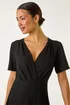 Roman Black Textured Wrap Bodice Midi Dress - 16 Image 4