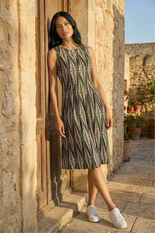 Roman Black Abstract Print Panel Detail Dress - 10 Image 1