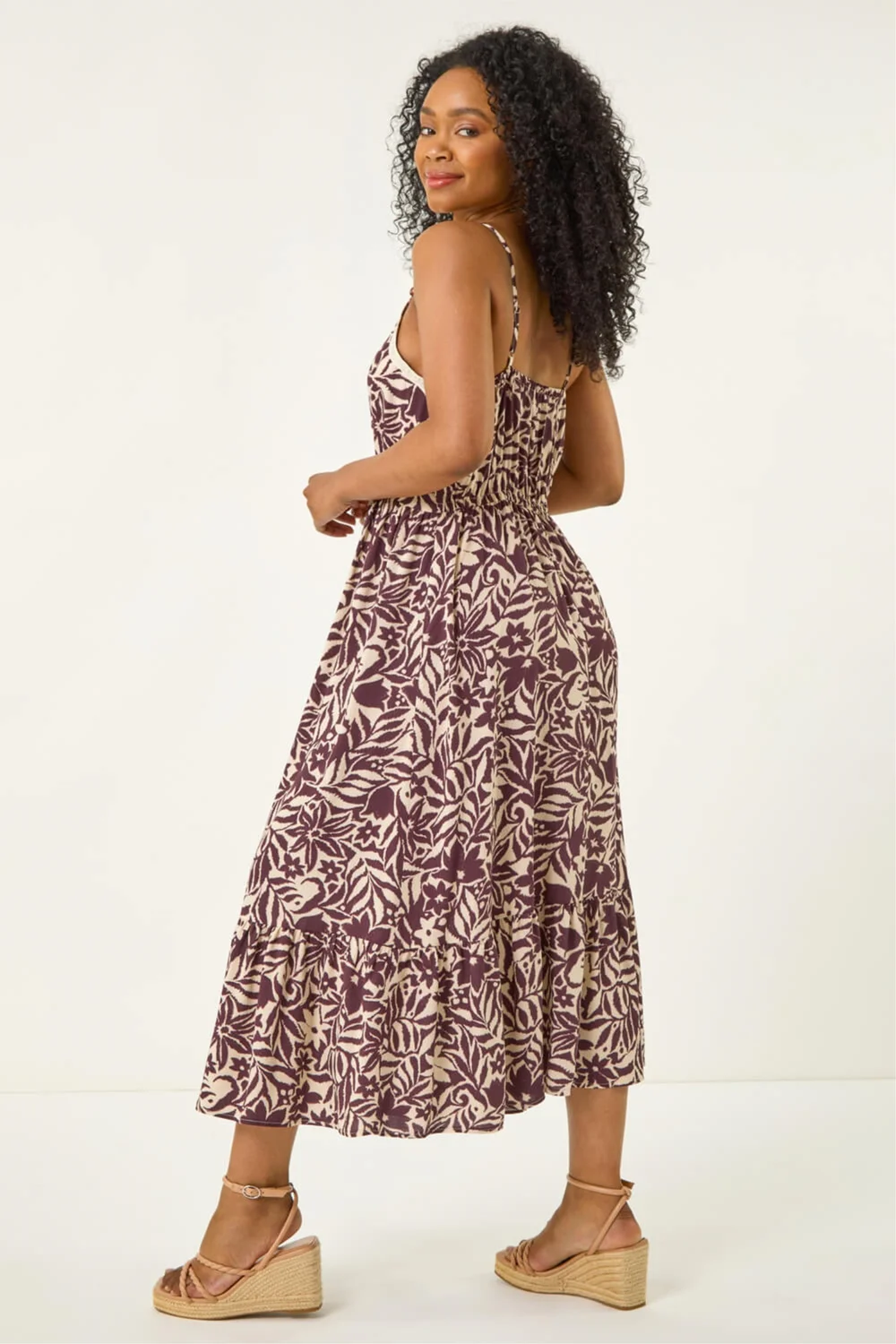Roman Chocolate Petite Abstract Crochet Trim Dress - 16 Image 3