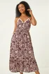 Roman Chocolate Petite Abstract Crochet Trim Dress - 16 Image 4