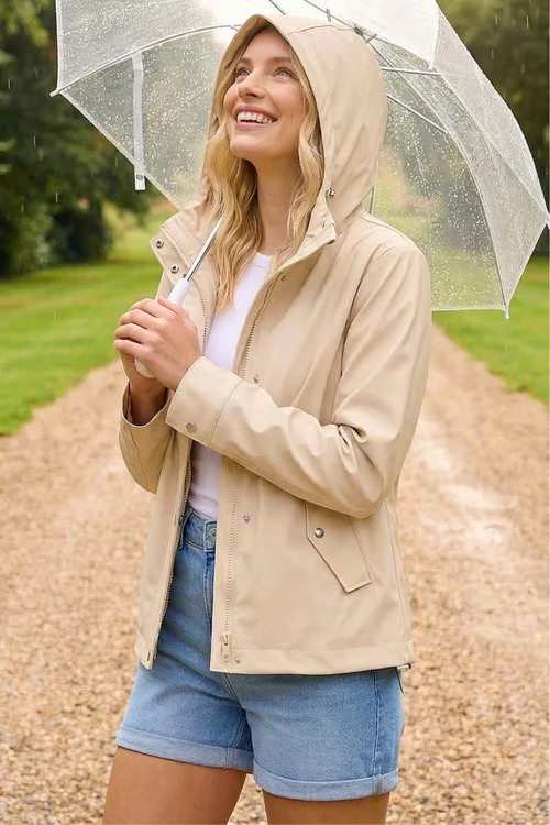 Roman Ivory Hooded Rain Jacket - 14 Image 1