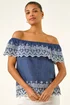 Roman Denim Embroidery Detail Bardot Top - 20 Image 4