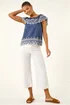 Roman Denim Embroidery Detail Bardot Top - 20 Image 2