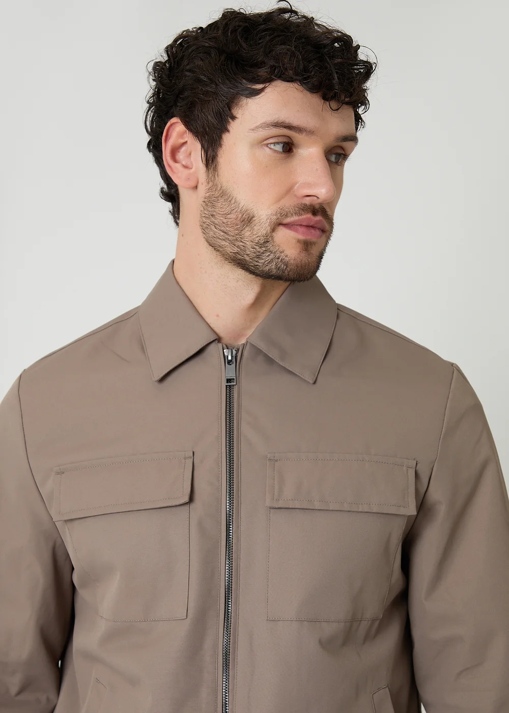 Threadbare Taupe Showerproof Lightweight Zip Up Jacket - M Image 4