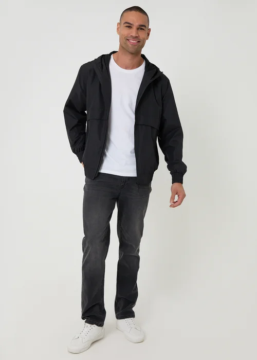 Threadbare Black Lightweight Hooded Jacket - 2XL Image 3