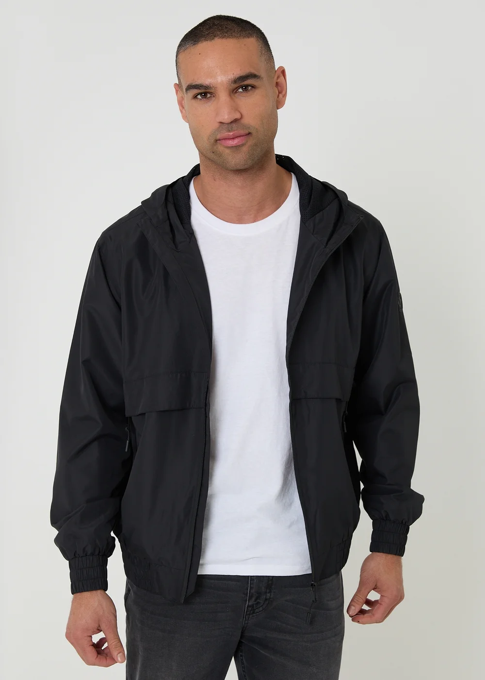 Threadbare Black Lightweight Hooded Jacket - 2XL Image 1