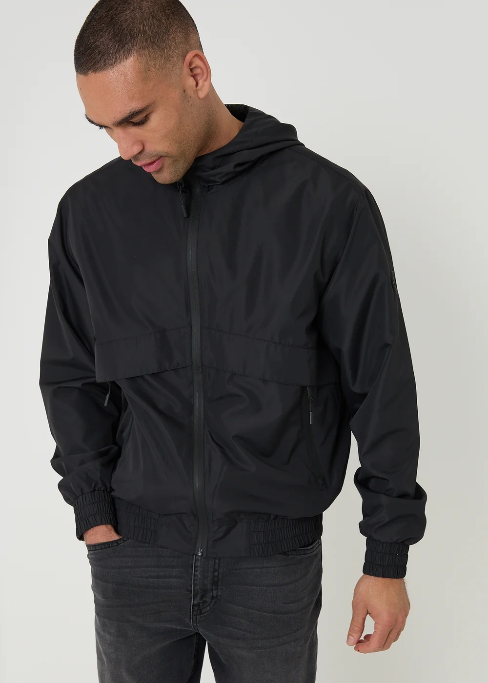 Threadbare Black Lightweight Hooded Jacket - 2XL Image 5