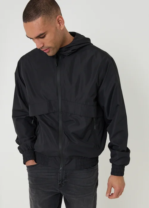 Threadbare Black Lightweight Hooded Jacket - 2XL Image 5