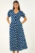 Roman Navy Spot Print Button Midi Dress - 14 Image 2