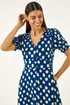 Roman Navy Spot Print Button Midi Dress - 14 Image 4