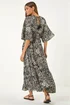 Roman Black Boho Floral Print V-Neck Maxi Dress - 12 Image 3